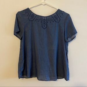 GAP Chambray Embroidered Top